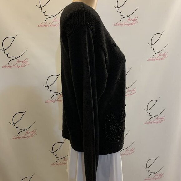 Moda International. Size Medium. Beaded Button Up Long Sleeve Sweater. B98. - Picture 5 of 7